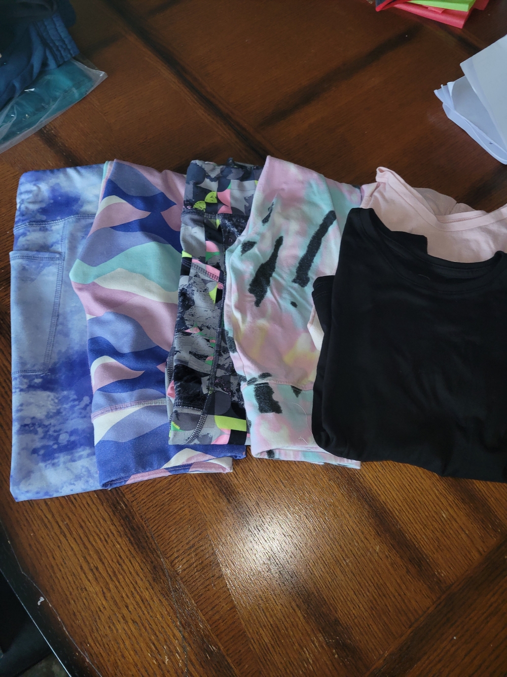 Bundle Of 7 Sz 7/8 Girls Activewear Leggings and Tops - Pastel Tie-Dye, Black